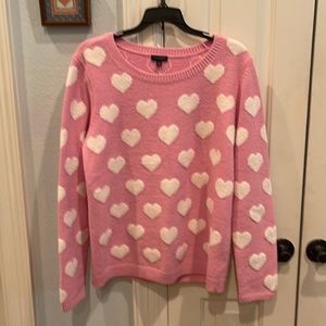 Pink with white hearts sweater never worn